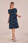Sweet Moon Knit Cotton Mid Length Nightdress - Prussian Blue — thumbnail 1